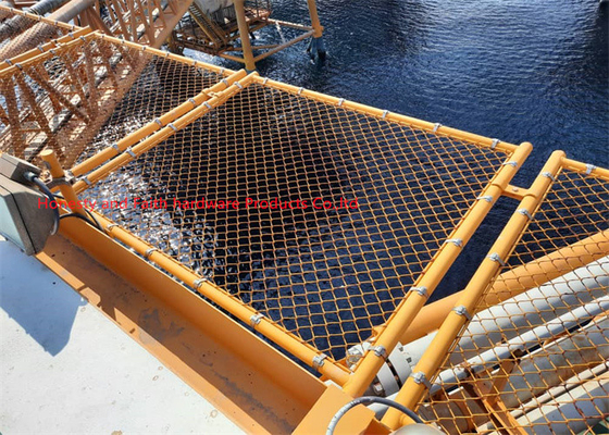 ประเภทรั้วสายโซ่สีเหลือง Helideck Net Diamond Offshore Oil Installation